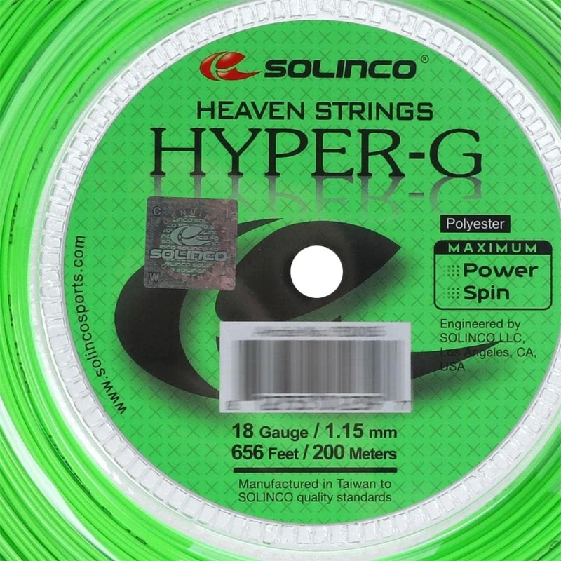 Solinco Hyper-G Co-Polyester Tennis String Reel — 656 ft (200 m) for Extreme Spin, Power & Control with TruTension