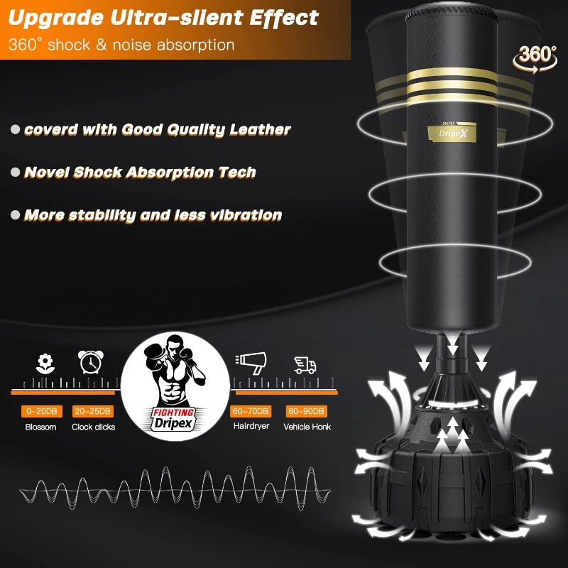 Dripex Freestanding Punching Bag with Stand — Heavy-Duty Free-Standing Boxing Bag for Adults & Teens, Home Gym