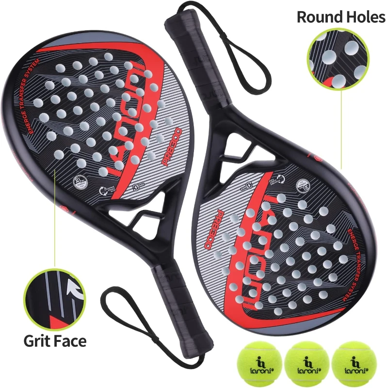 Performance Padel Racket — Carbon Fiber Face & EVA Memory Flex Foam Core, Extended Length