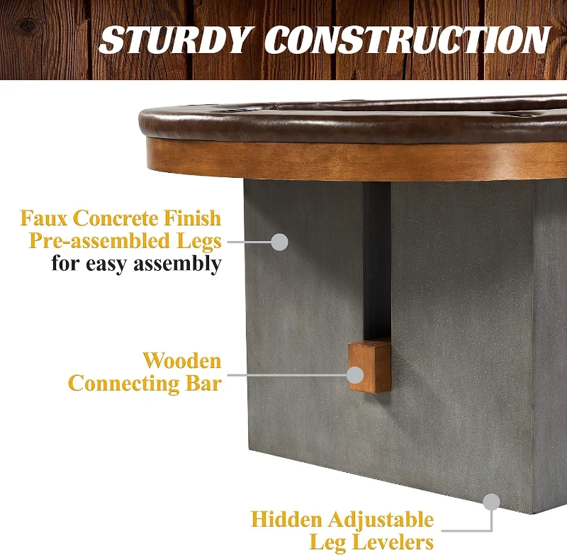 Barrington Urban Tournament Poker Table — 87"" Tournament Top with 2-Piece Dining Conversion, Felt Playfield and 10 Cup Holders