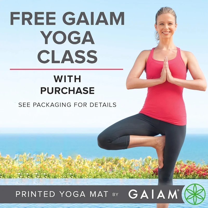 Gaiam Premium 6mm Printed Extra-Thick Non-Slip Yoga & Fitness Mat – 68"" x 24"" x 6mm
