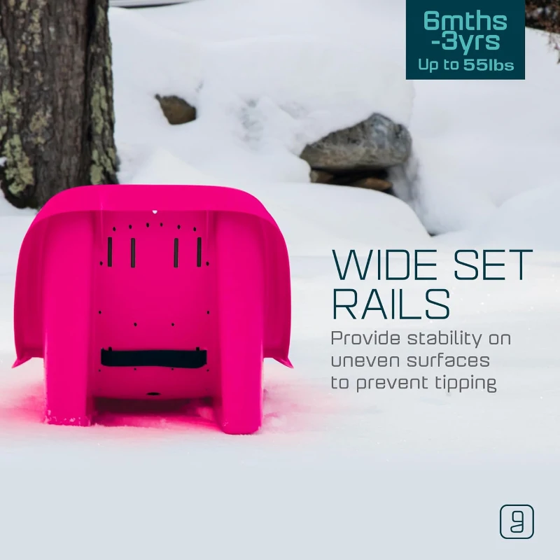 Gizmo Riders Infant/Toddler Snow Sled — 3-Point Safety Harness, Non-Slip Foam Seat, Retractable Tow Strap, Durable Plastic, Fits 6 Months–3 Years (Up to 55 lb)