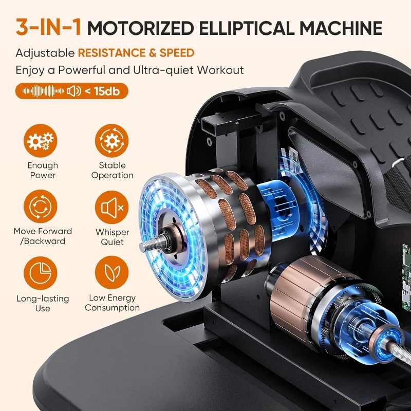 Dripex 3-in-1 Under-Desk Elliptical — Electric Seated Pedal Exerciser with 10 Levels of Speed & Resistance, Remote Control, Fully Assembled