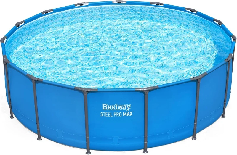 Bestway Steel Pro MAX 15' x 48"" Round Metal Frame Above-Ground Backyard Pool for Families (Pool Only)