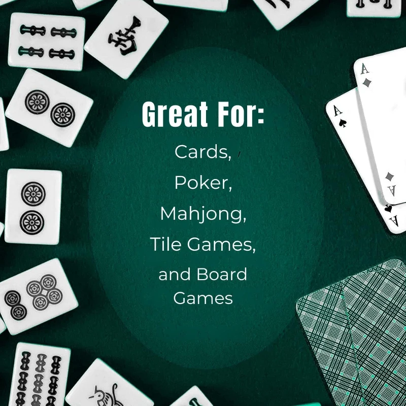 Felt Game Table Cover — Elastic Fitted Green Top for 58–64"" Round Tables, Ideal for Poker, Mahjong, Dominoes, Bridge