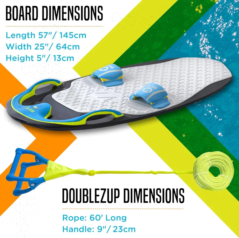 ZUP You Got This 260 — 51.7"" x 23.8"" x 4.6"" Multi-Use Board & Handle Combo with EVA Padding for Wake, Surf, Kneeboarding and More