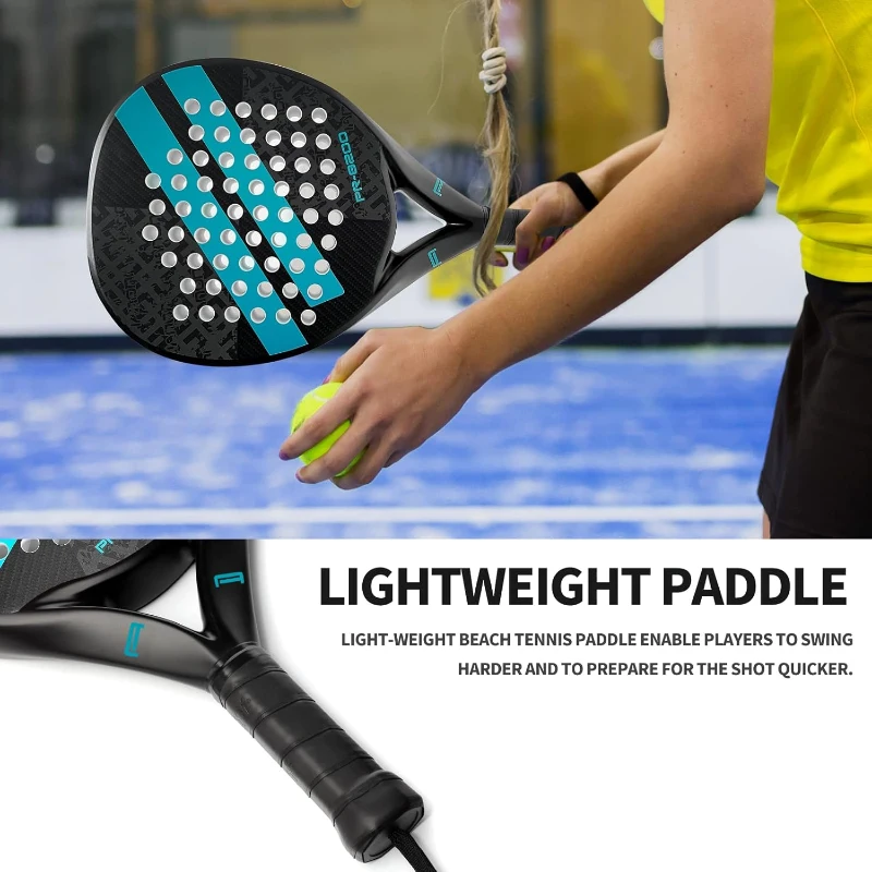 EVA Memory Foam Core Padel Racket with Carbon Fiber Surface – Lightweight, Round Shape