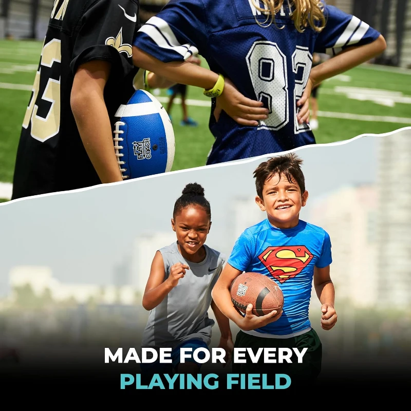 Youth Junior & Peewee Football with 10 Passing Routes — Leather Kids Football (Junior & Peewee Sizes) Endorsed by Drew Brees, Great for Ages 6–12