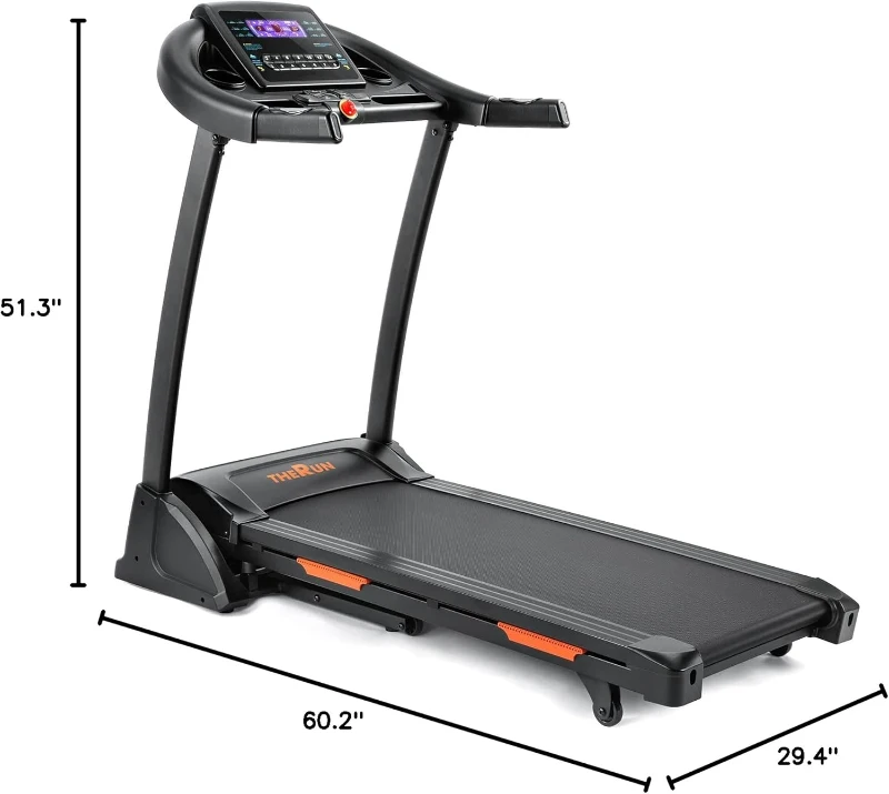THERUN Foldable Incline Treadmill for Running & Walking, 300 lb Capacity, 0–15% Auto Incline, 17"" x 47.2"" Wide Belt, 3.5HP Dual Motor, App & Heart Rate