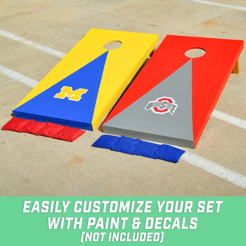 GoSports Premium Solid Wood Cornhole Set — Available in 4x2 ft or 3x2 ft with 8 Toss Bags