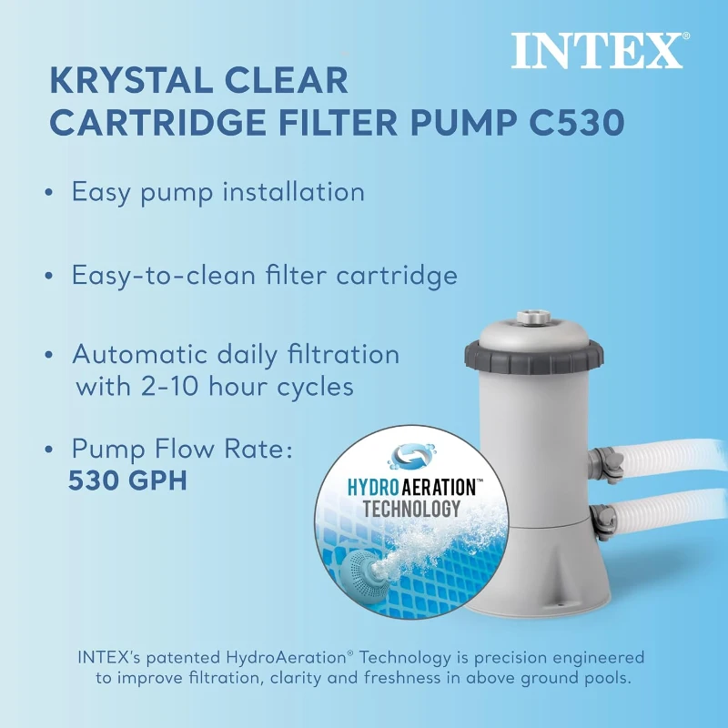 INTEX 28211EH 12ft x 30in Metal Frame Above-Ground Pool Set with 530 GPH Cartridge Filter Pump — 1,718 Gallon Capacity