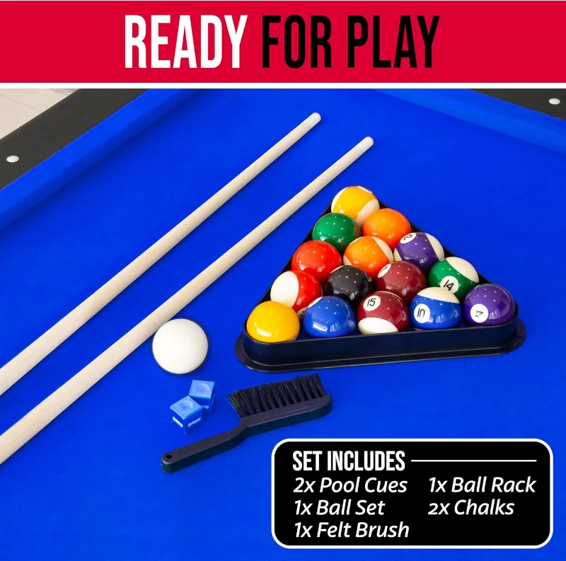 GoSports Fold-Out Pool Table (6/7/8 ft) — No Assembly, Select Your Color, Includes Balls, 2 Cues, Chalk & Brush