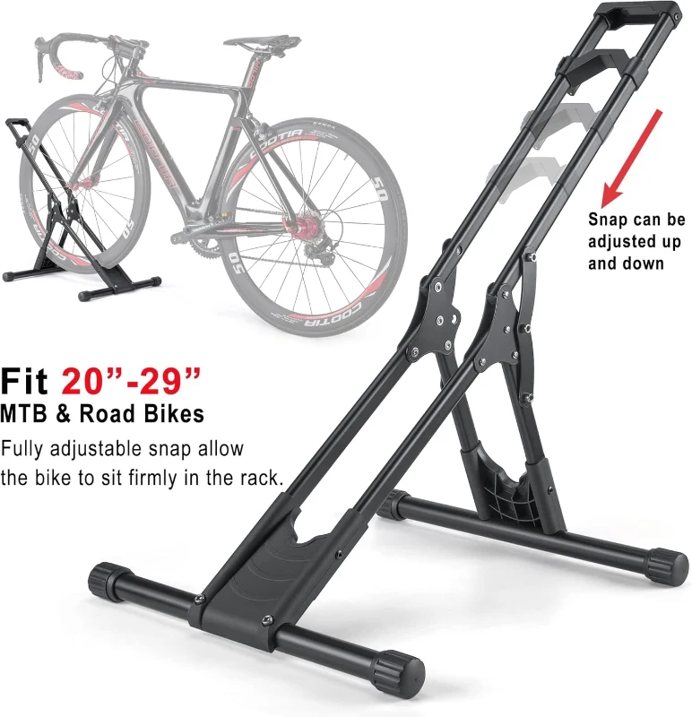CHEPARK 3-Bike Freestanding Floor Stand — Indoor Garage/Home Bike Rack for 20""–29"" Bikes (Fits Tires up to 2.4"")