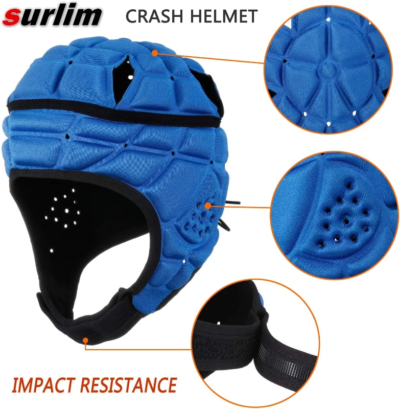 Youth Soft Shell Rugby/Flag Football Helmet — Scrum Cap Protective Headgear for Kids