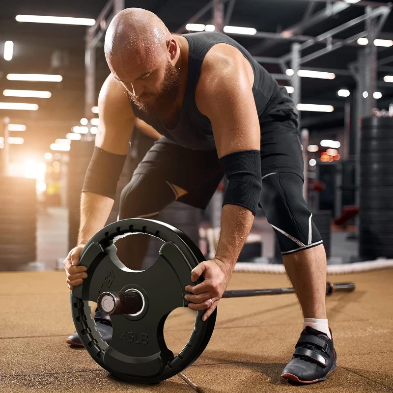 RitFit Olympic Rubber Grip Plates – 2-Inch Barbell Weight Plates for Home & Gym (Available as Singles, Pairs and Sets: 2.5/5/10/25/35/45 lb)