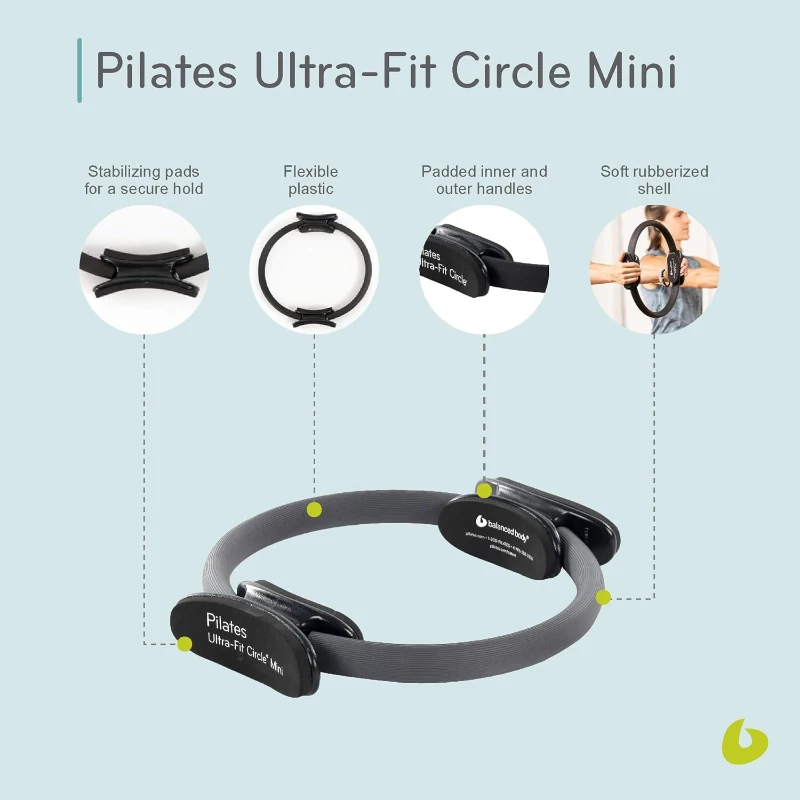 Balanced Body Ultra-Fit 12"" Pilates Circle – Compact Fitness Ring with Padded Handles for Legs and Core