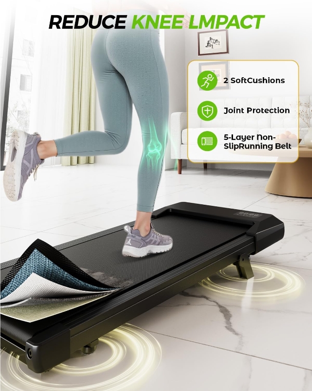 Superun Under-Desk Walking Pad with 6% Incline, 2.5 HP Quiet Treadmill for Home Office – LED Display, App & Remote, 300 lb Capacity
