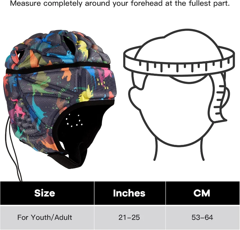 Rugby Headguard Soft Padded Helmet for 7v7 Football — Youth & Adult Headgear, Autism/Special Needs Protective Cap