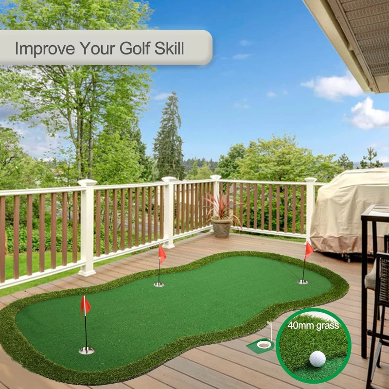 Chriiena Golf Putting Green Mat - Large Professional Practice Surface for Indoor and Outdoor Training