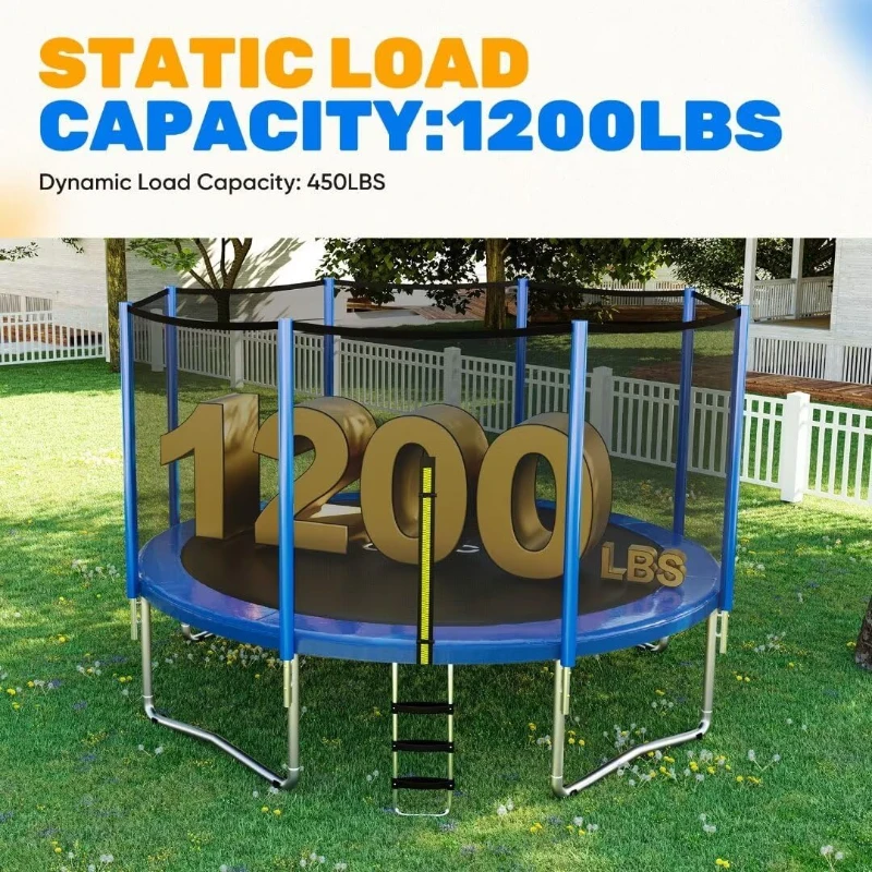 ORCC Outdoor Trampoline – Heavy-Duty 1200 lbs Capacity, Available in 16/15/14/12/10/8 ft for Kids & Adults