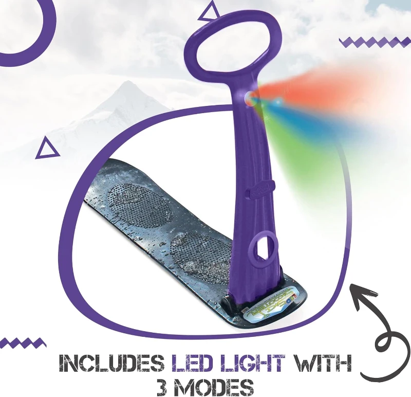 Geospace Foldable Ski Skooter – Snow Scooter, Snowboard & Sled with LED Light | Portable Sandboard and Snow Skate for Kids/Adults