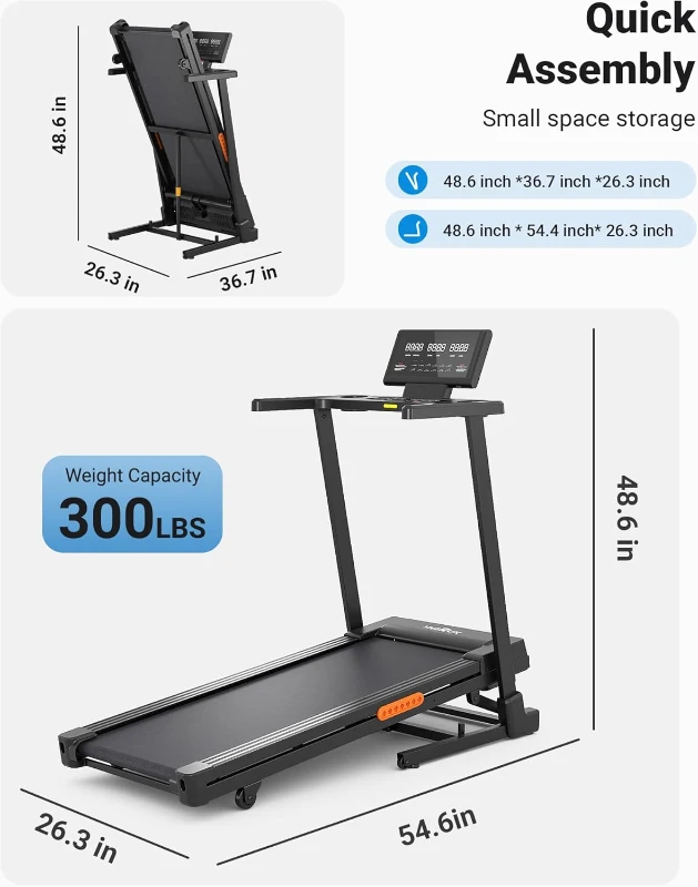 THERUN 3.0 HP Auto-Incline Foldable Treadmill – Brushless Motor, 12-Level Incline, Quiet Operation, 300 lb Capacity