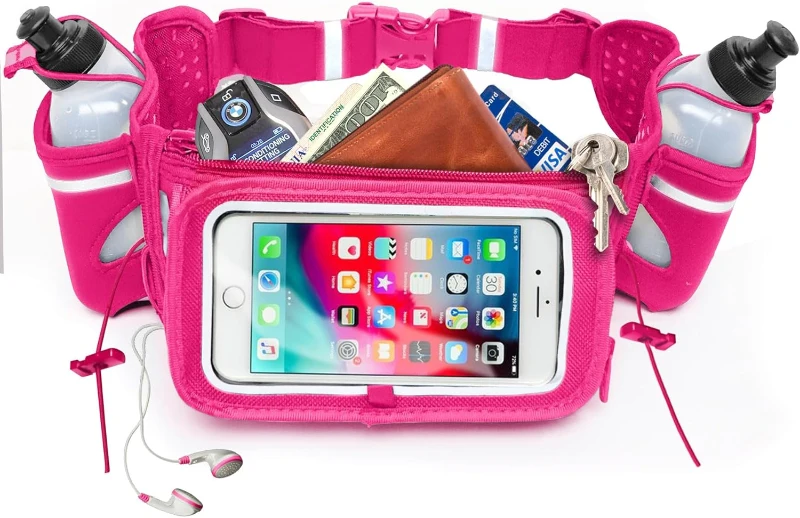No.1 Hydration Belt by Runtasty - High-Performance Running Fuel Belt with 2 BPA-Free 10 oz Bottles, Tilt-Up Touchscreen Pocket, Universal iPhone Compatibility & No-Bounce Design