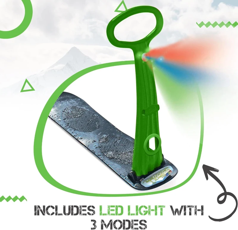 Geospace Ski Skooter Foldable Snow Scooter with LED – Multi-Purpose Snow Sled, Snow Skate & Kids Snowboard for Teens and Adults