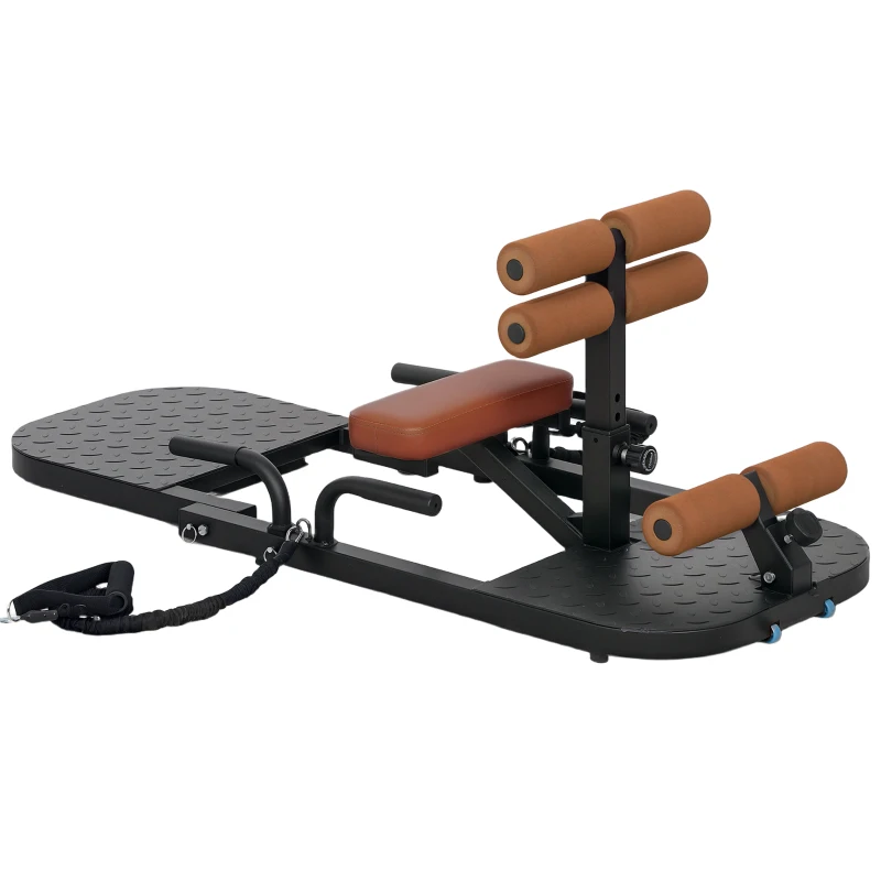 Soozier Foldable Sissy Squat Machine, Hip Thrust Machine with Push Up Stand, Multipurpose Glute Workout Equipment, Black