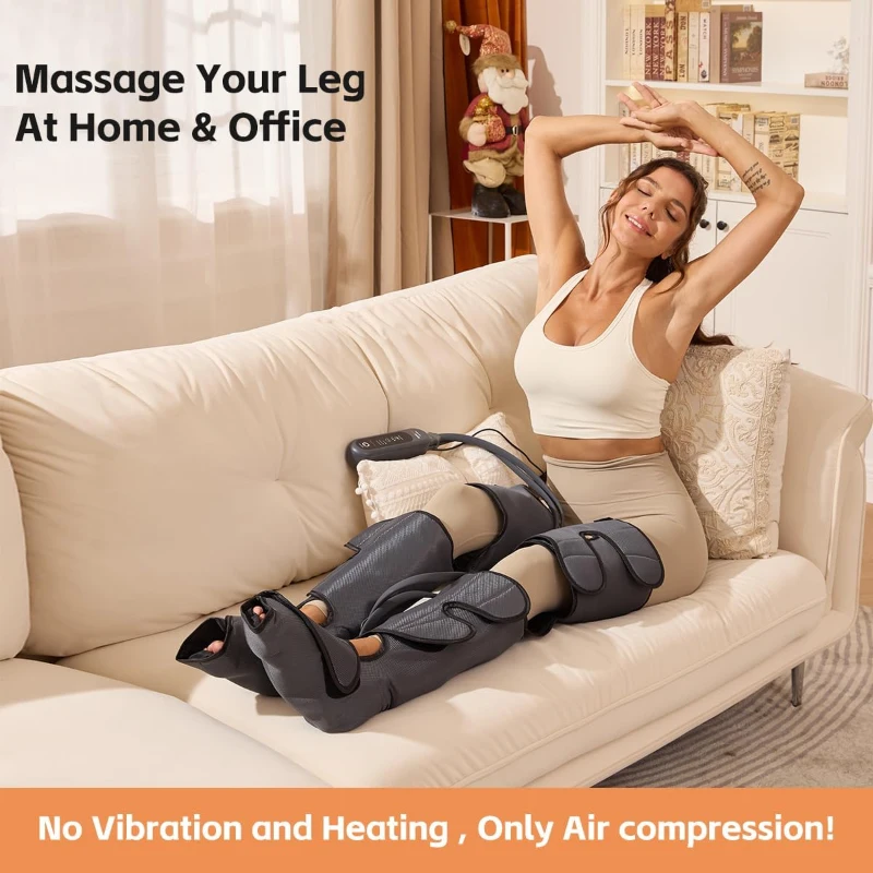 SHINE WELL Air Compression Leg Massager — Full-Leg Circulation & Pain Relief with 3 Modes, 3 Intensities, Adjustable Wraps and Extenders