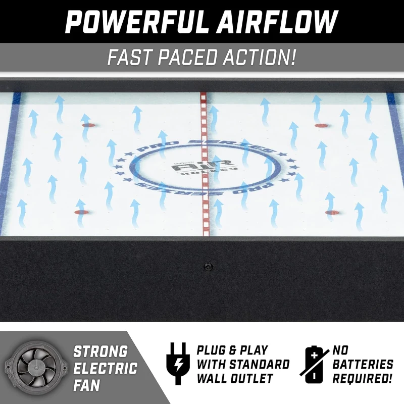 GoSports 40"" Tabletop Air Hockey — Black, Kids & Family Game with AC Adapter, Pushers and Pucks