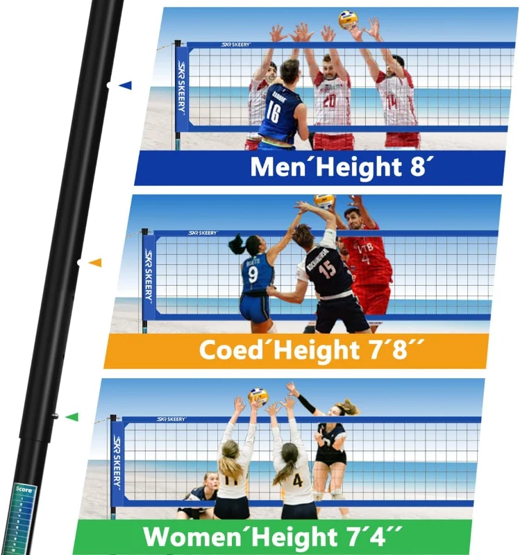 Outdoor Heavy-Duty Volleyball Net Set with Anti-Sag Design, Adjustable Aluminum Poles, Portable for Backyard, Grass & Beach (Imported, Polyester Components)