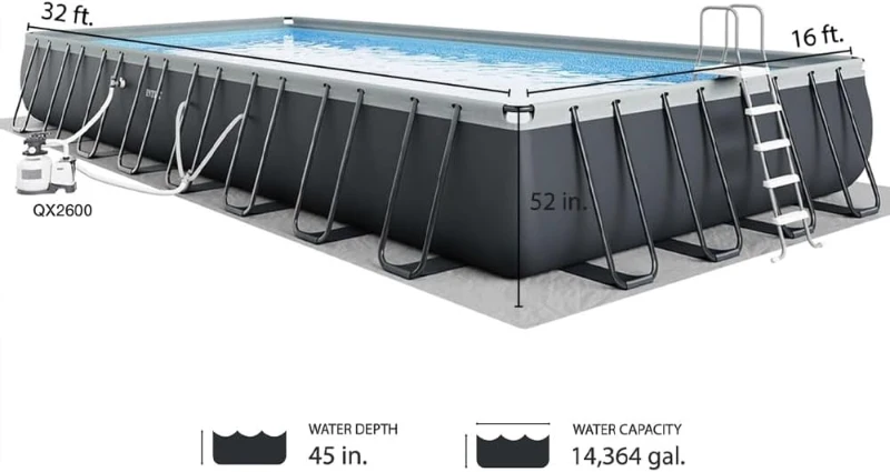 Intex Ultra XTR Rectangular Pool Set — 32' x 16' x 52"" with Pump and Deluxe Maintenance Kit