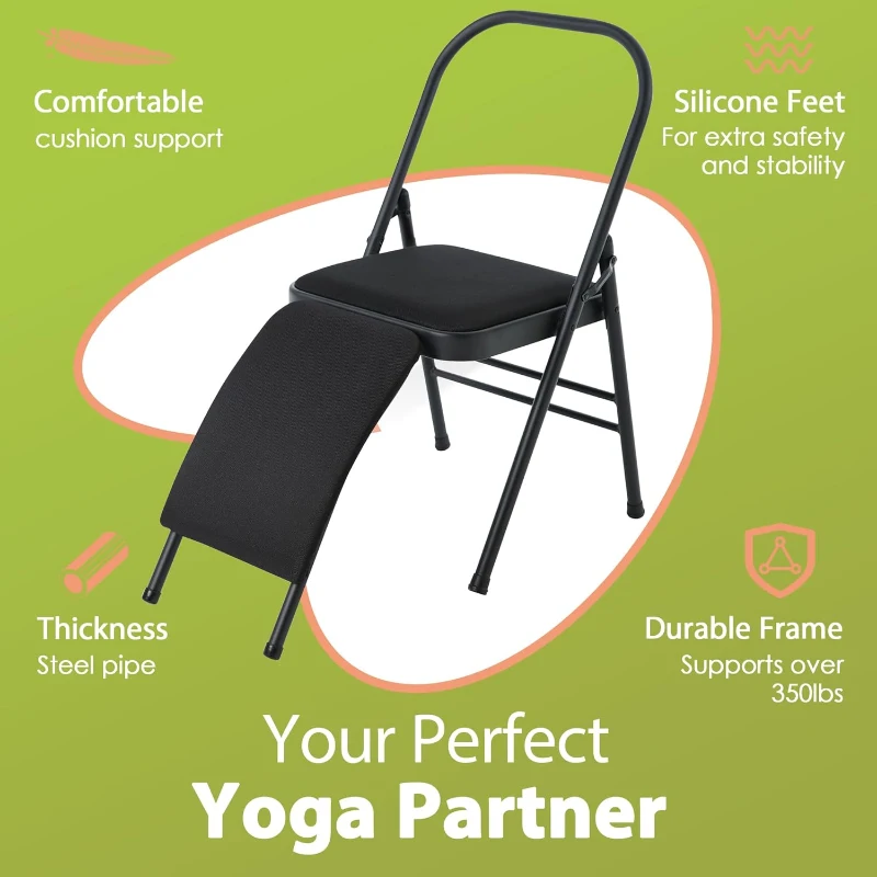 BODY RHYTHM Yoga Support Chair with Lumbar Backrest for Core & Abs, Handstand Balance, Flexibility, Strength Training and Back Pain Relief