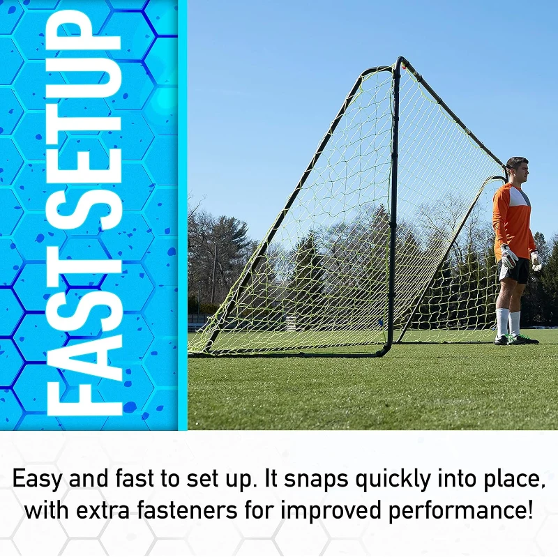Franklin Sports Competition Soccer Goal – 12'x6' Portable Steel Goal with Net & 6 Galvanized Stakes – Available in Multiple Sizes & Colors