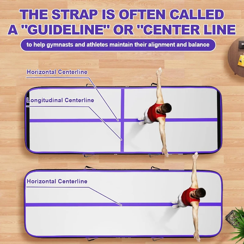 FBSPORT Inflatable Air Gymnastics Track – 20ft, 4/8-inch Thick Inflatable Training Mat with Electric Pump for Home, Club and Professional Use