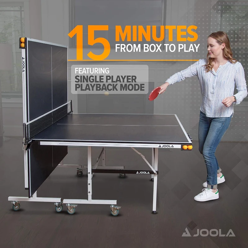 JOOLA Rally TL Professional MDF Indoor Table Tennis Table - 9x5ft Tournament Quality, Quick Clamp Net, 10–15 Minute Assembly, Playback Mode