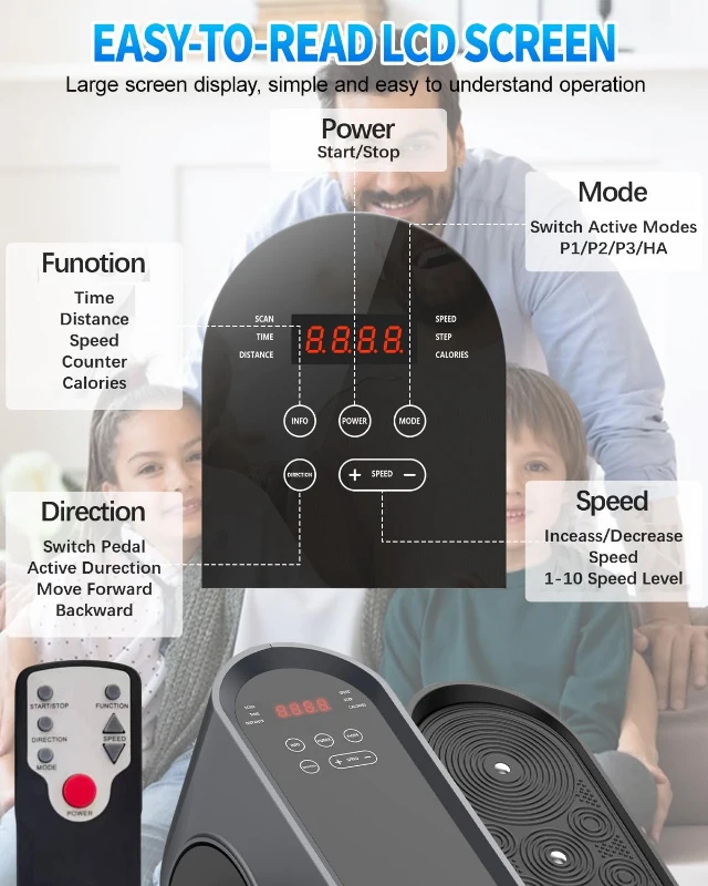 PUTNEN Under-Desk Elliptical Trainer (Gray) — Portable Quiet Seated Pedal Exerciser with Remote, 10-Speed Adjustable for Seniors