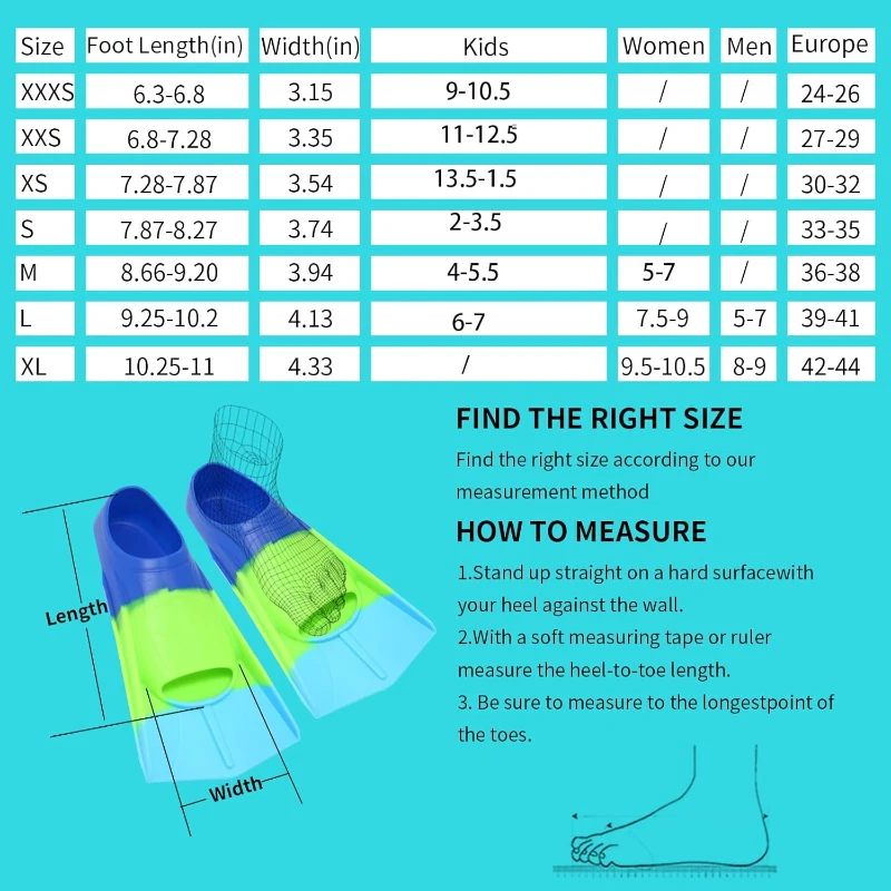 Children's Short Swim Fins – Comfortable Flippers for Lap Training, Beginners, Boys & Girls