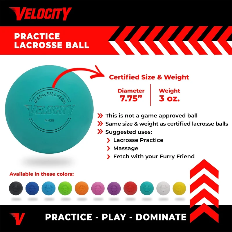 Velocity Lacrosse Balls for Practice — 1 to 120 Pack Options (1,2,3,6,12,18,24,36,60,120) — Official NFHS & College Size