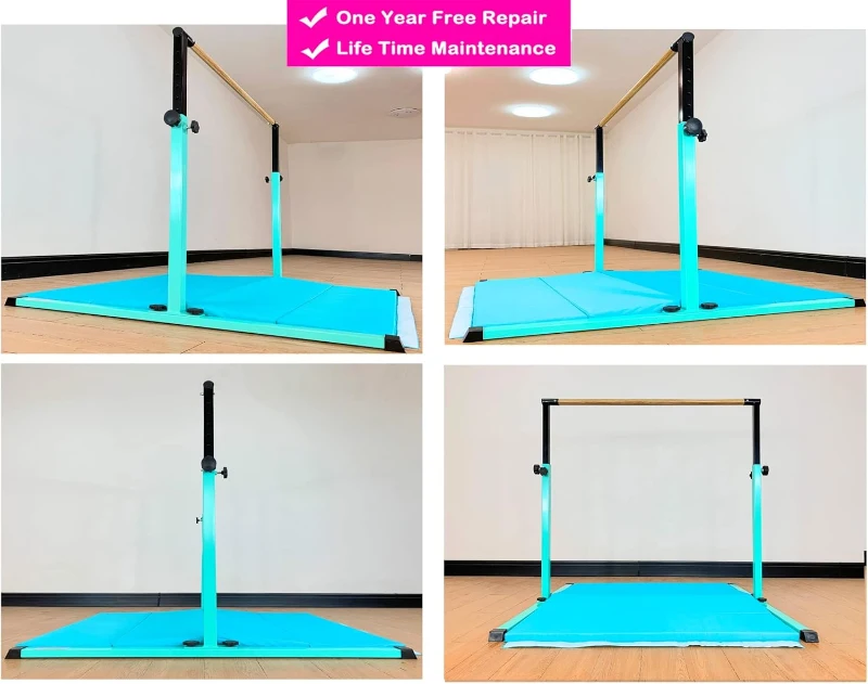 MARFULA Portable Kids Gymnastics Bar Set – 5 ft Crossbar, 4 ft Internal Width, 36""–60"" Height Adjustment, Foldable for Home & Club