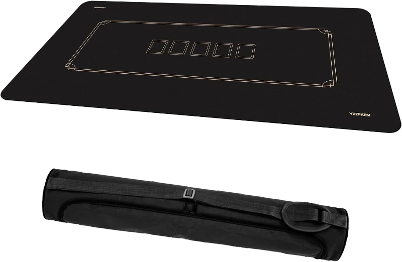 YUZPKRSI 70 x 35 Inch Waterproof Texas Hold'em Poker Mat - Water-Repellent 8-Player Table Top, Portable Poker Topper with Reinforced Carry Bag