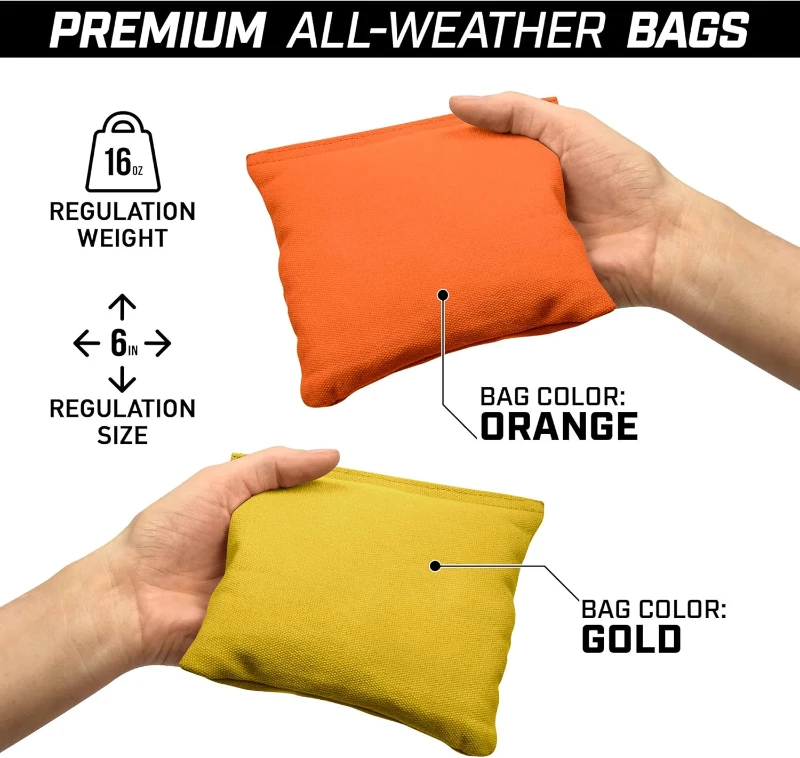 GoSports Regulation-Size Cornhole Set – 4x2 ft Solid Wood Boards with Light Brown Finish, Includes Carry Case & Bean Bags