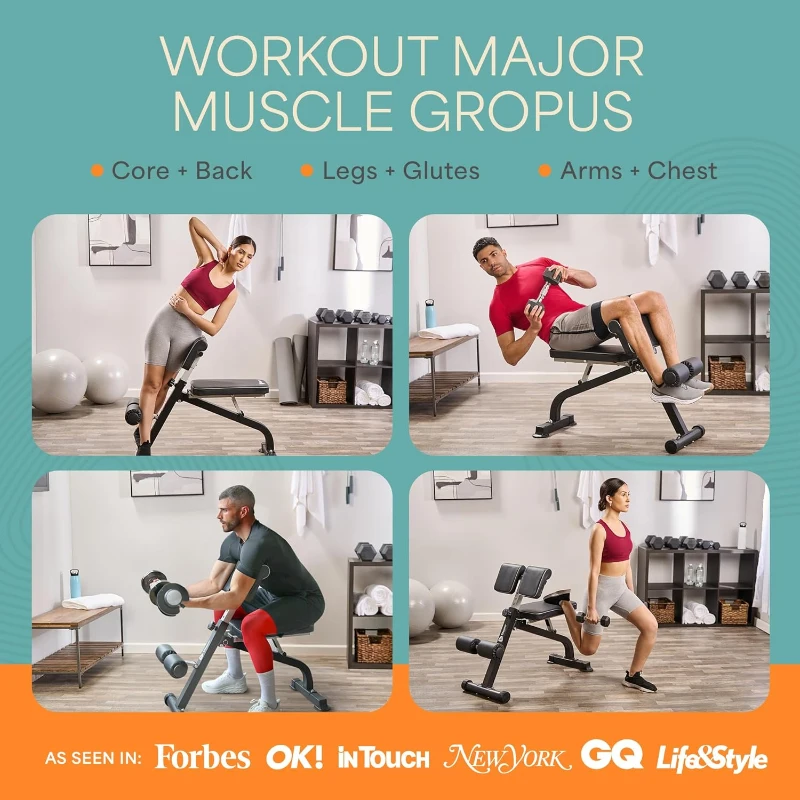 Lifepro SculptTrainer Roman Chair – Adjustable Hyperextension & Ab Bench, Foldable Sit-Up Bench for Core, Back and Glute Strength Training