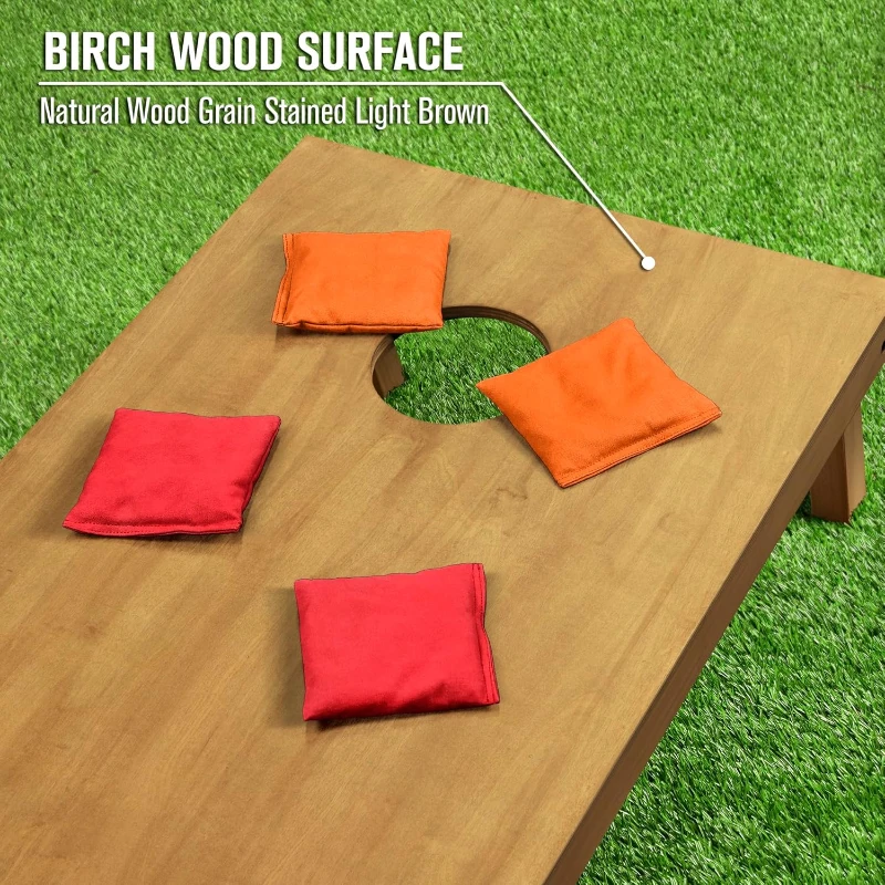 GoSports Regulation 4 ft x 2 ft Wooden Cornhole Set, Light Brown Finish - Includes Carrying Case & Multiple Bean Bags