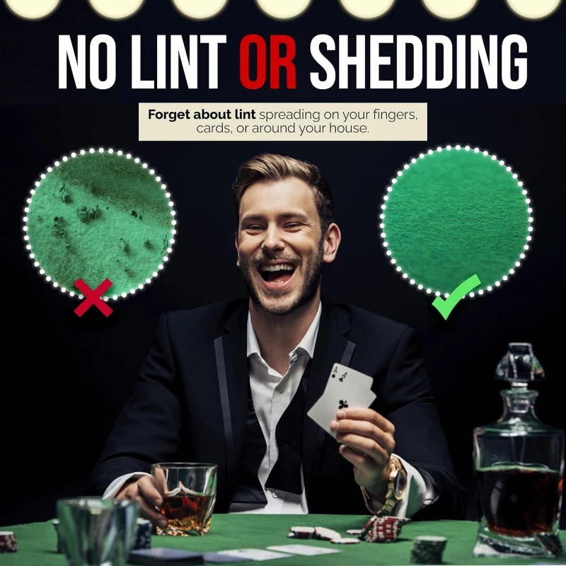 Felt Game Table Cover — Elastic Fitted Green Top for 58–64"" Round Tables, Ideal for Poker, Mahjong, Dominoes, Bridge