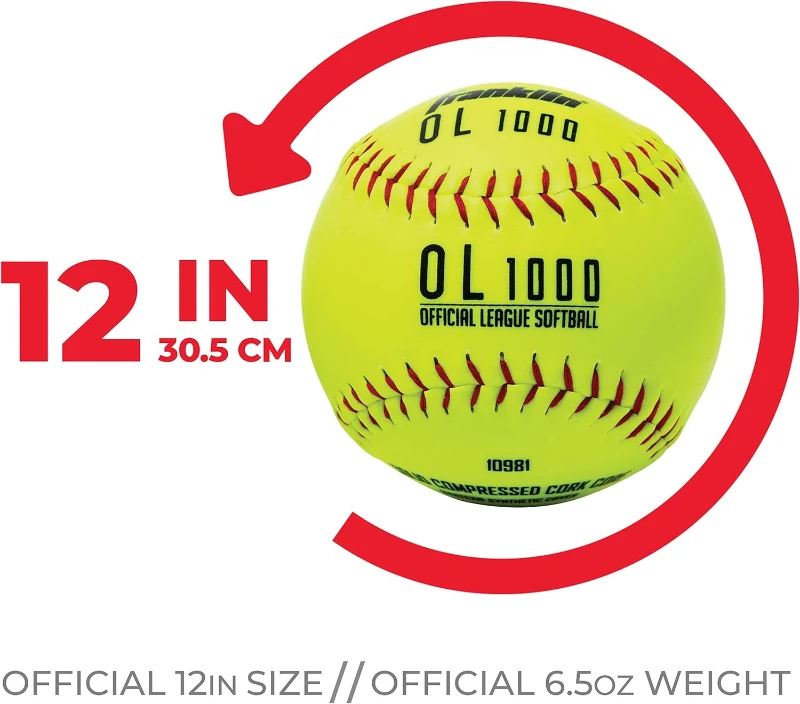 Franklin Sports OL1000 Fastpitch Practice Softballs - 12"" Official Optic Yellow, Regulation Size & Weight - 12-Pack