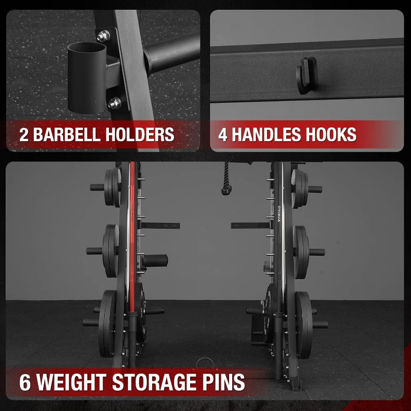 Mikolo M4 Smith Machine - 2200 lb Capacity Squat Rack with Lat Pulldown & Cable Crossover System, Complete Home Gym with Leg Hold-Down Attachment