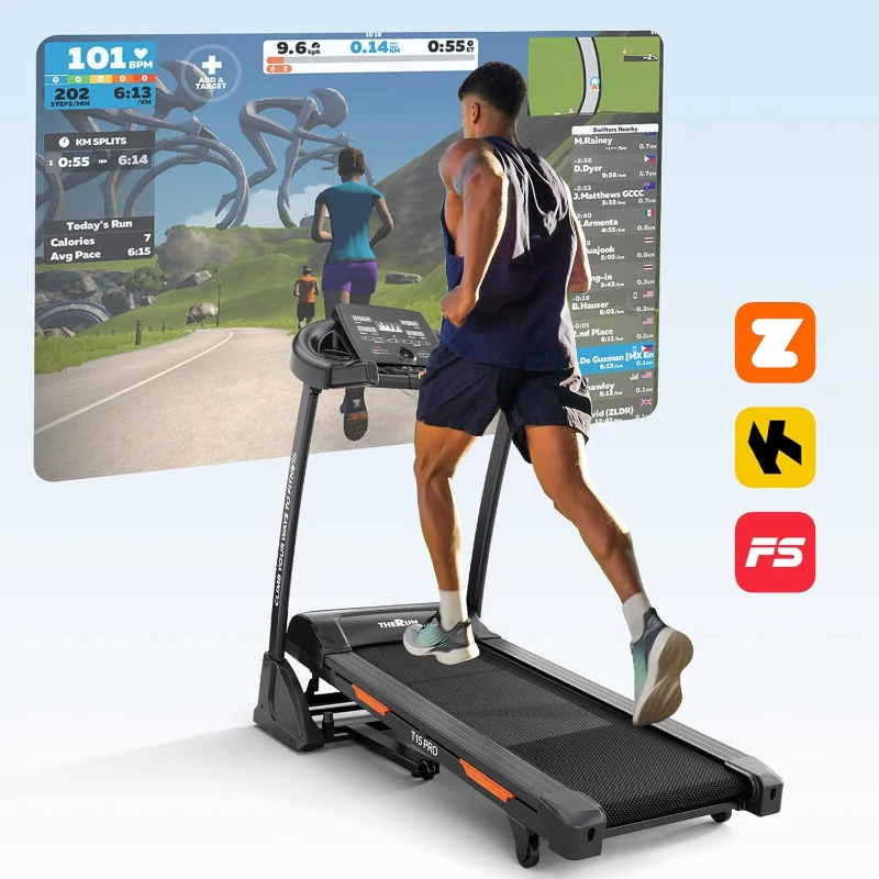 THERUN Incline Treadmill with Built-in Fan, 300 lb Capacity, 0–15% Auto Incline, Wide 17"" x 47.2"" Belt, 3.5HP, App Compatible (FitShow/Kinomap/Zwift)