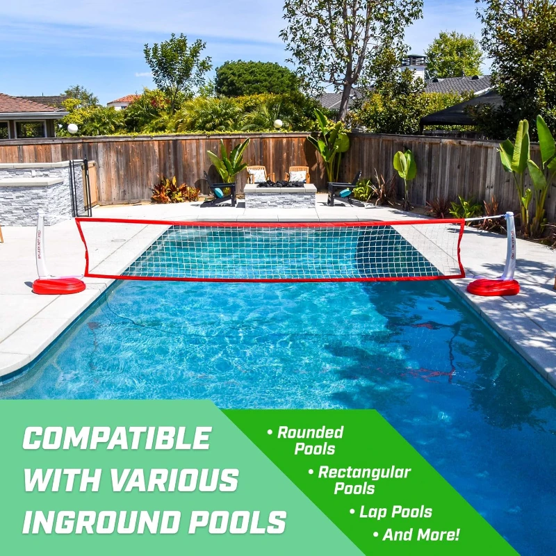 GoSports Splash Net PRO Pool Volleyball Set — Red, White or Blue, Includes 2 Water Volleyballs & Pump